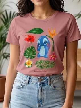 Disney Lilo & Stitch "Experiment 626" Graphic Tee - Dusty Rose (S)